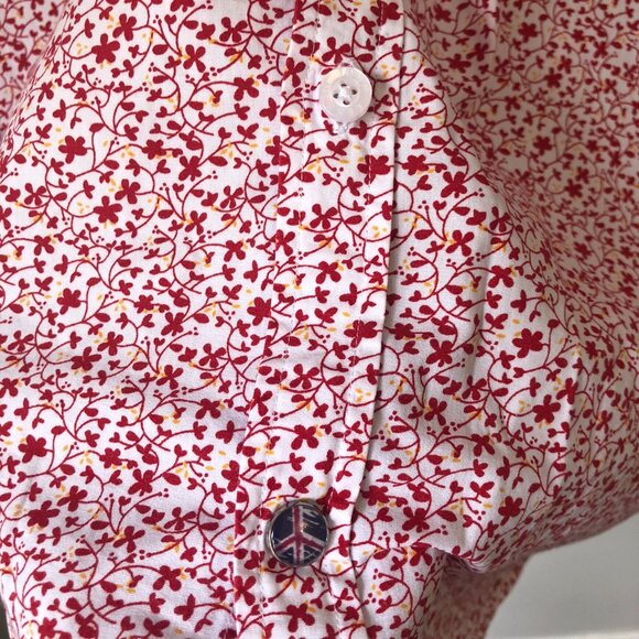 John Lennon Men Red Floral Button Short Sleeve Shirt XL/TG Cotton100% Summer - Picture 5 of 7